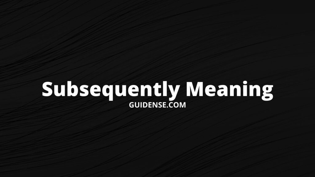 Subsequently Meaning